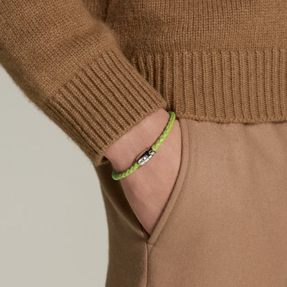 Bracelet Montblanc Meisterstück Lime 3 anneaux en acier et cuir, taille S, référence 13429260