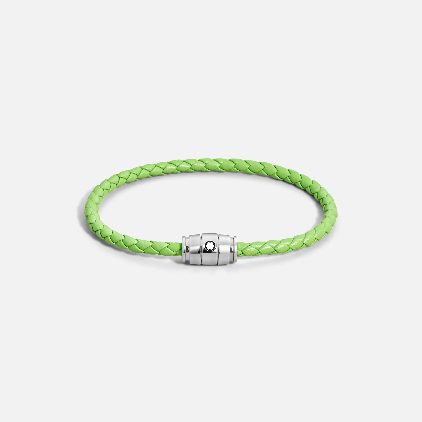 Montblanc bracelet en acier à 3 anneaux et cuir Meisterstück Lime taille M 13429263