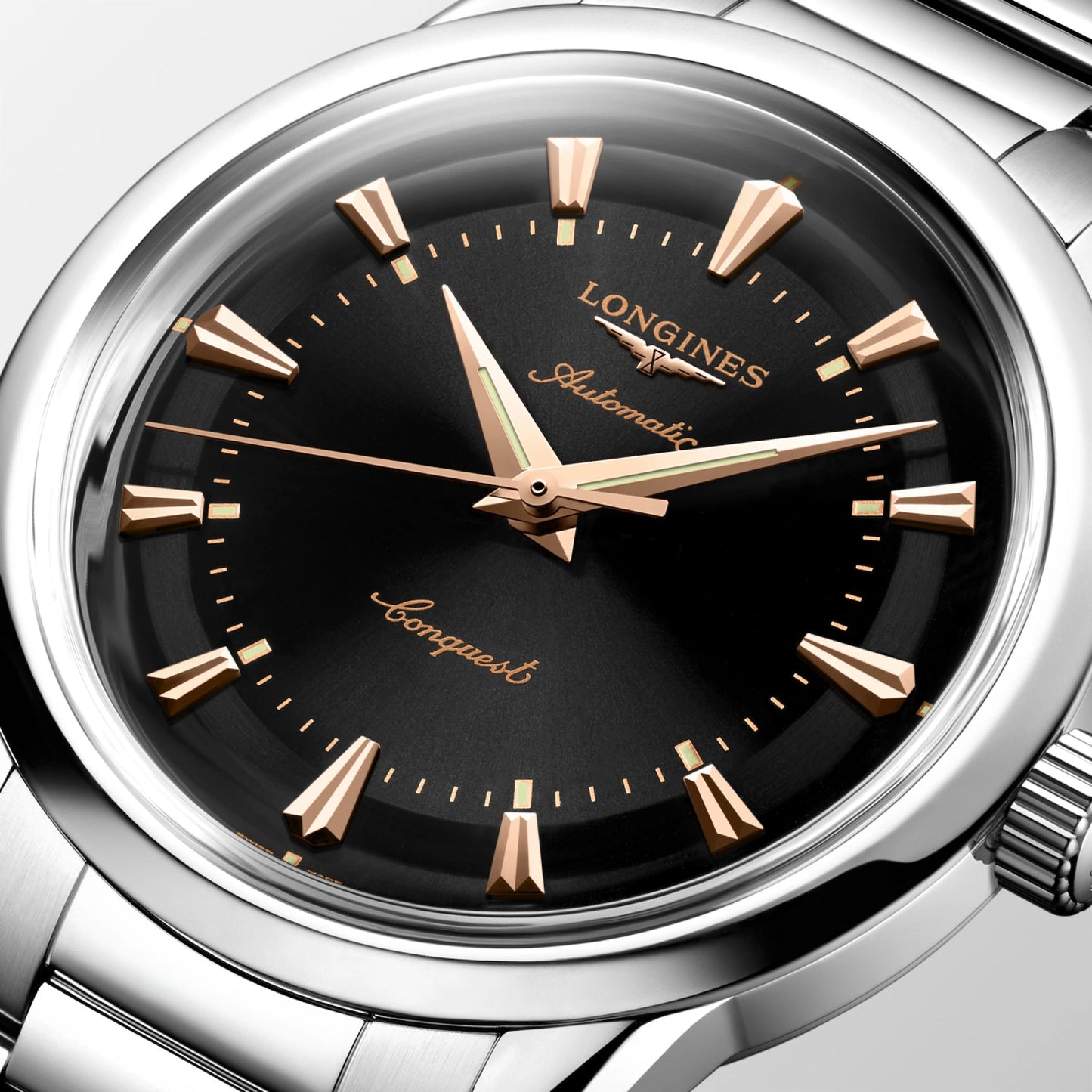Longines montre Conquest Heritage 38mm noir automatique acier L1.649.4.52.6