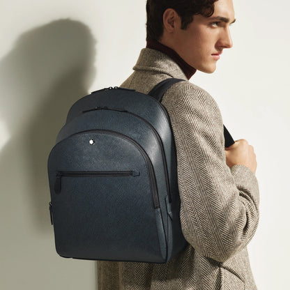 Sac à dos Montblanc Sartorial Tweed moyen à 3 compartiments, bleu 220335