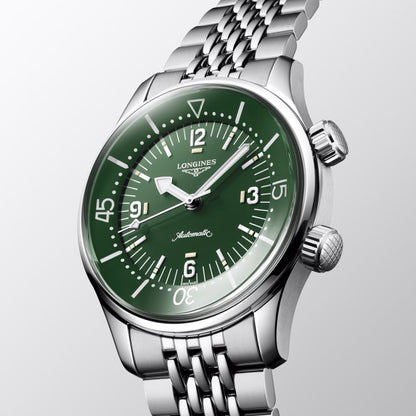 Longines montre Legend Diver 39mm vert automatique acier L3.764.4.06.6