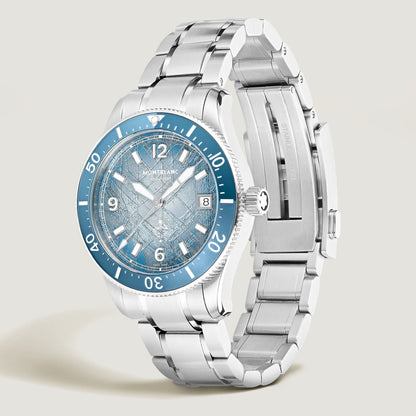 Montblanc montre Iced Sea Automatic Date 0 Oxygen 38mm bleu clair automatique acier 134022