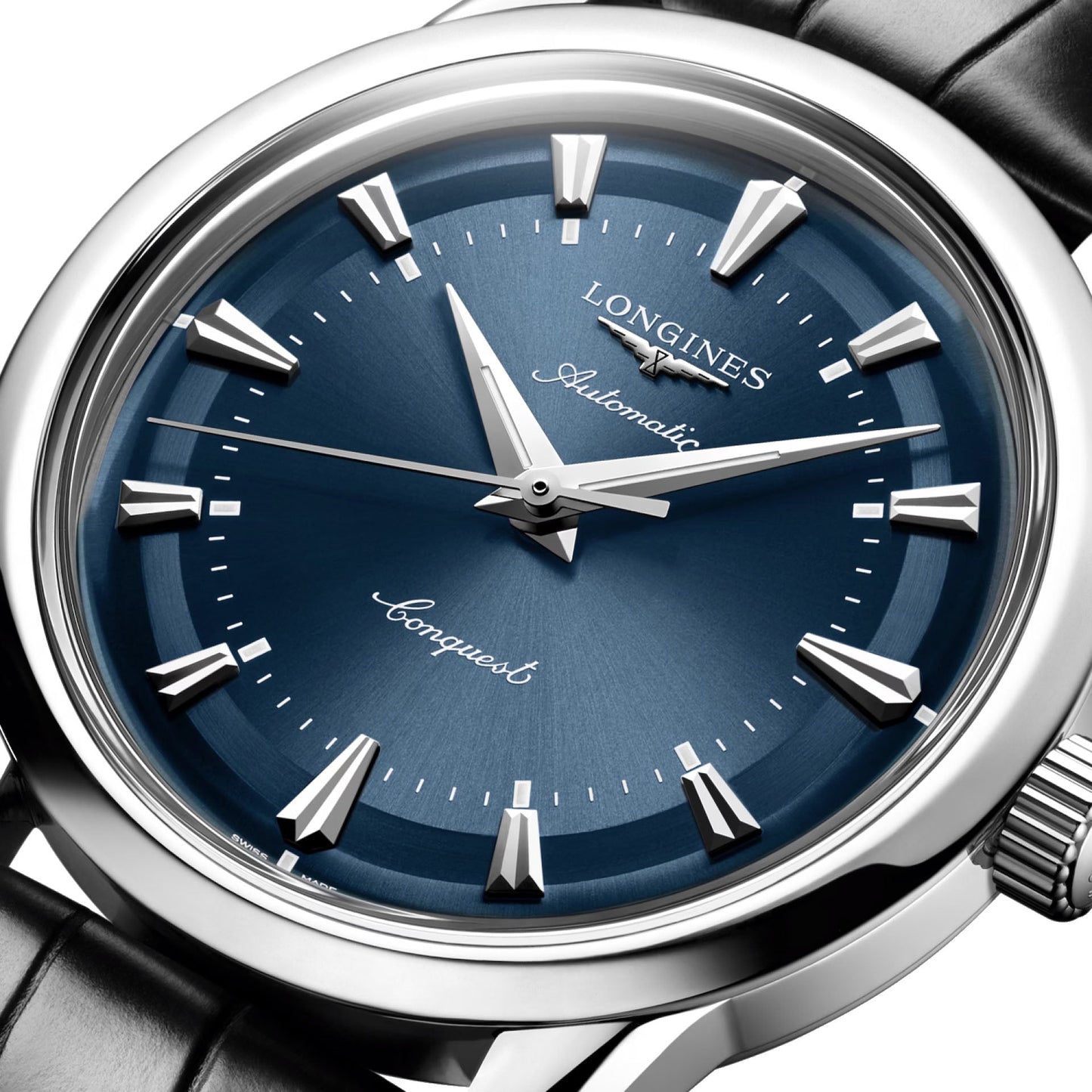 Longines montre Conquest Heritage 38mm bleue automatique acier L1.649.4.92.2,