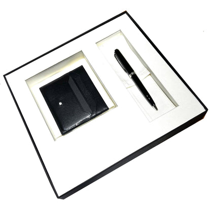 Set Montblanc stylo à bille Pix et porte-cartes de crédit 6cc Meisterstück noir 137793