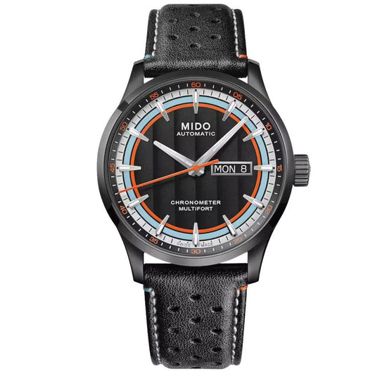 Mido montre Multifort Chronometer 1 Racer 42mm noir automatique acier finition PVD noir M038.431.36.051.00