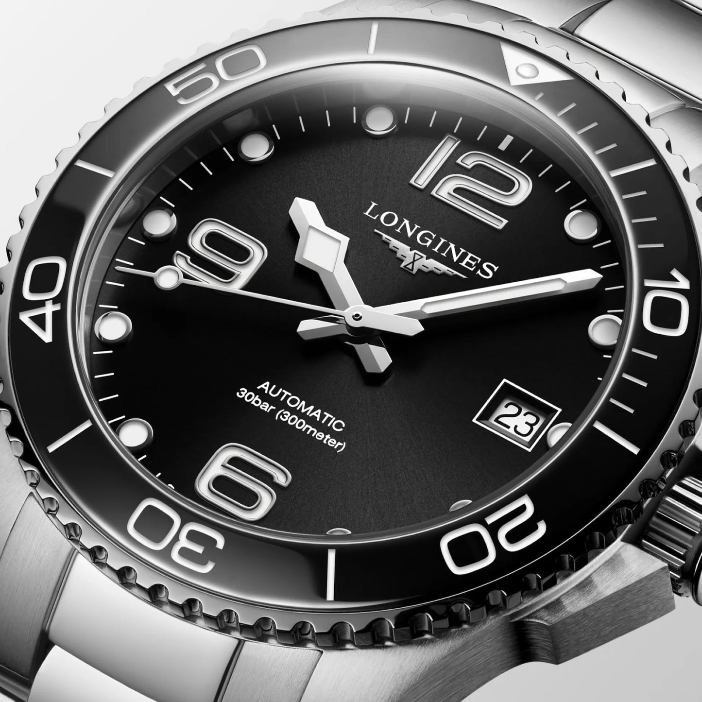 Longines montre Hydroconquest 39mm noir automatique acier