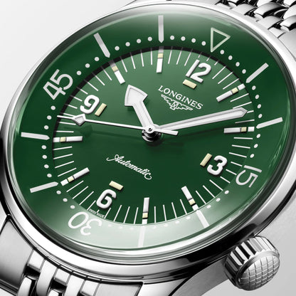 Longines montre Legend Diver 39mm vert automatique acier L3.764.4.06.6