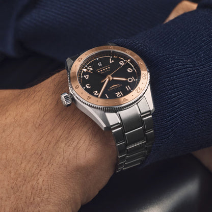 Montre Longines Spirit Zulu Time 1925 39 mm Noir Automatique Acier Doré L3.803.5.53.6