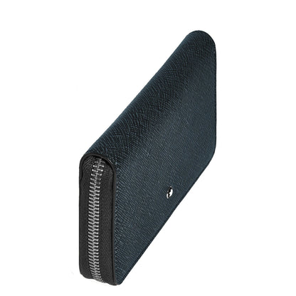 Montblanc portefeuille 12 compartiments avec fermeture éclair moyen Sartorial tweed bleu 220362