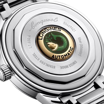 Montre automatique Longines Heritage 40 mm en acier noir L1.650.4.52.6