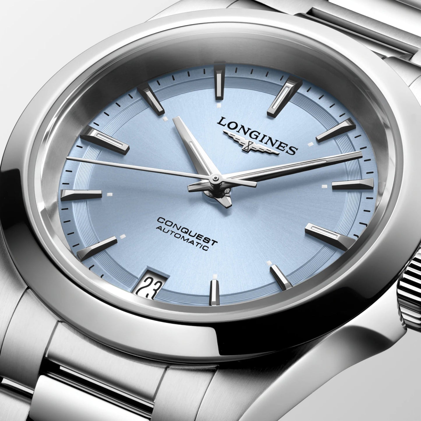 Longines montre Conquest 34mm bleu automatique acier L3.430.4.92.6