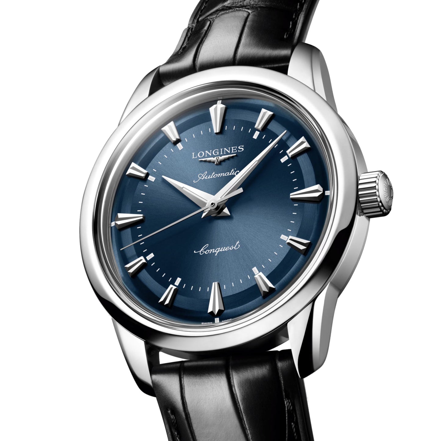 Longines montre Conquest Heritage 38mm bleue automatique acier L1.649.4.92.2,