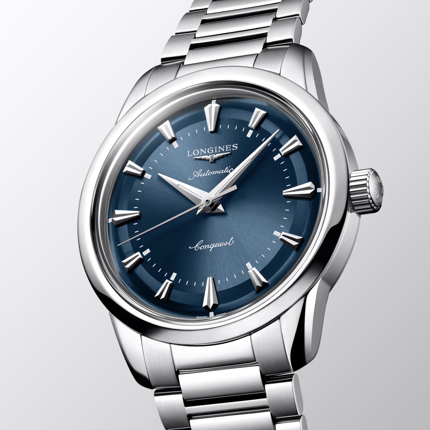 Montre Longines Conquest Heritage 38 mm en acier bleu automatique L1.649.4.92.6