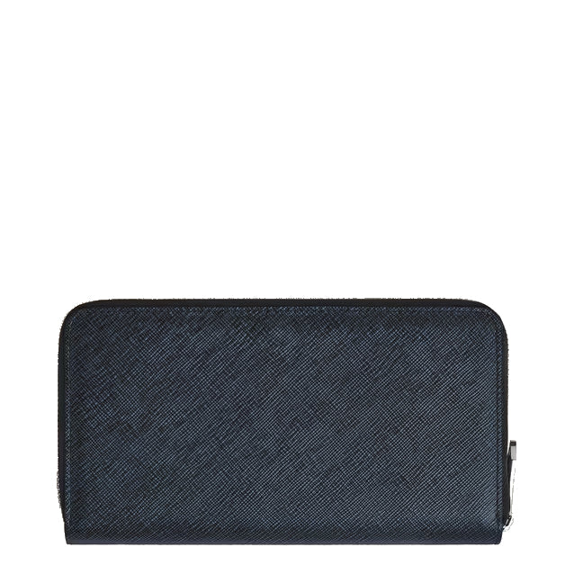 Montblanc portefeuille 12 compartiments avec fermeture éclair Sartorial tweed bleu 220365
