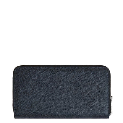 Montblanc portefeuille 12 compartiments avec fermeture éclair Sartorial tweed bleu 220365