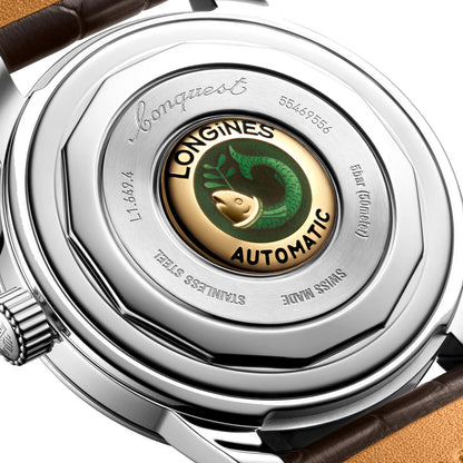 Montre automatique Longines Heritage 38 mm en acier brun L1.649.4.62.2