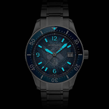 Montblanc montre Iced Sea Automatic Date 0 Oxygen 38mm bleu clair automatique acier 134022