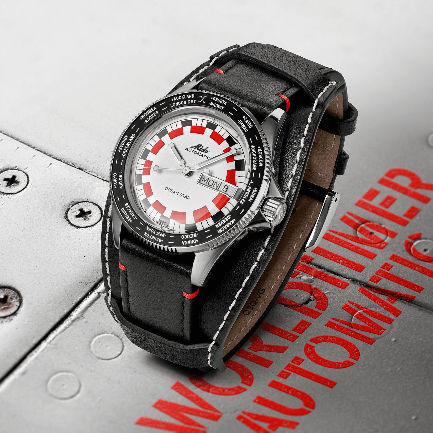 Montre Mido Ocean Star Worldtimer 40 mm Argent Automatique Acier M026.830.16.030.00