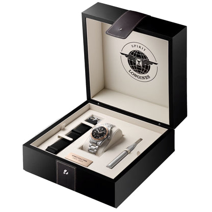 Montre Longines Spirit Zulu Time 1925 39 mm Noir Automatique Acier Doré L3.803.5.53.6