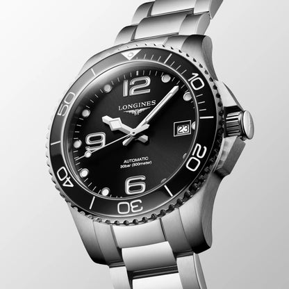 Longines montre Hydroconquest 39mm noir automatique acier