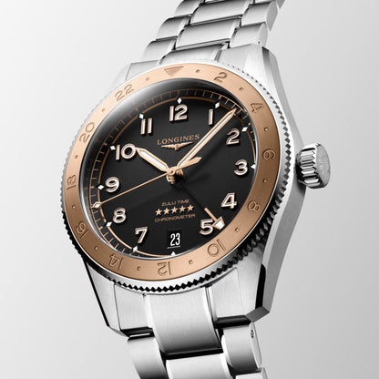 Montre Longines Spirit Zulu Time 1925 39 mm Noir Automatique Acier Doré L3.803.5.53.6