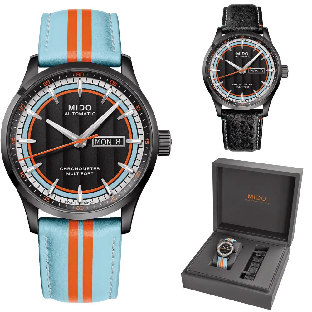 Mido montre Multifort Chronometer 1 Racer 42mm noir automatique acier finition PVD noir M038.431.36.051.00